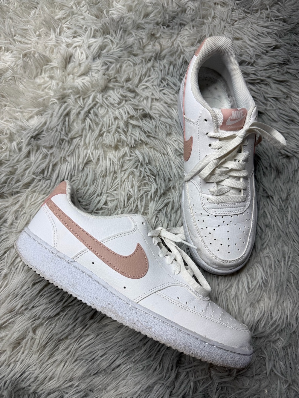 Nike Court Vision Low Top Sneakers White Pink Oxford Shows Women’s Size 11